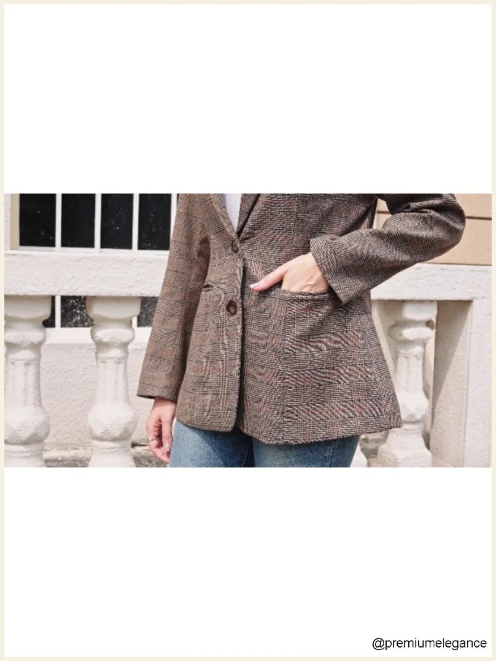 Women's Plaid Oversize Blazer Long Sleeve Business Casual Lightweight
